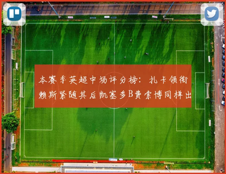 本赛季英超中场评分榜：扎卡领衔赖斯紧随其后凯塞多B费索博同样出色